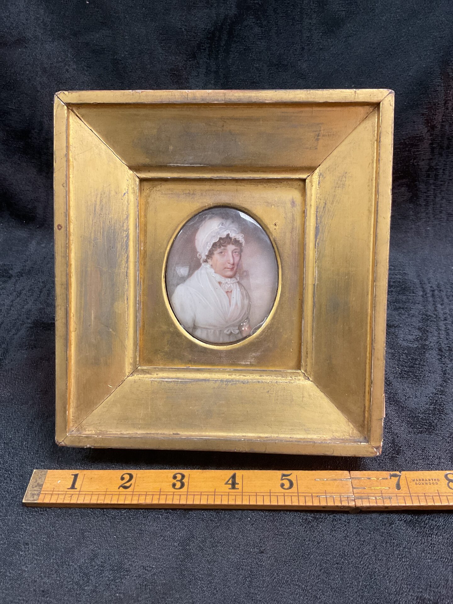 1022 antique miniature oil painting portrait of a lady