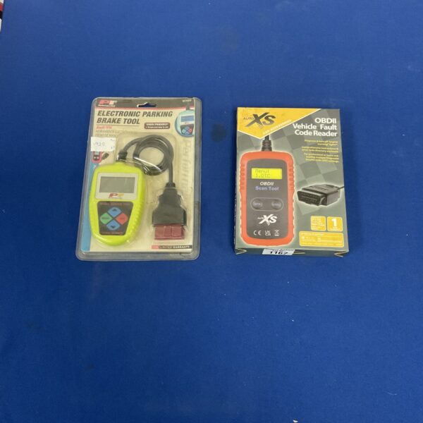 Autoxs OBD2 scanner for car diagnostics and handbrake servicing.
