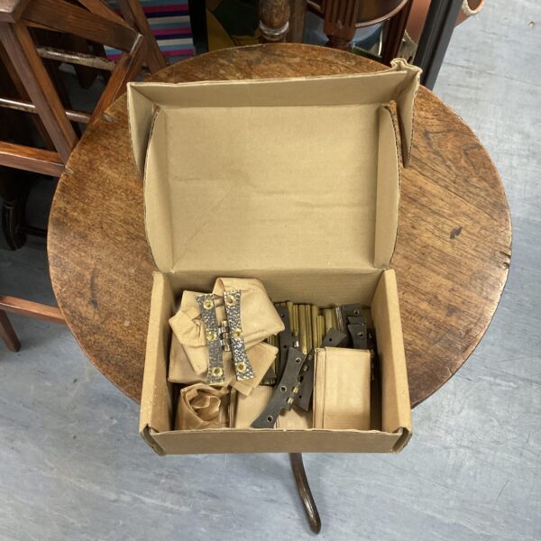 Lot of antique brass hinges for restoration projects.