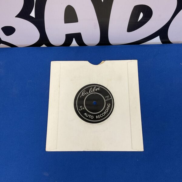 Front view of a rare Calibre test pressing vinyl record.