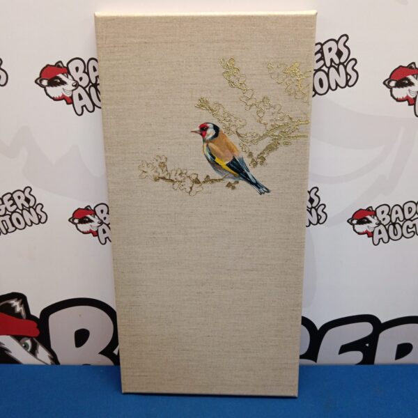 Hannah Bruce original painting of a vibrant Chaffinch bird.