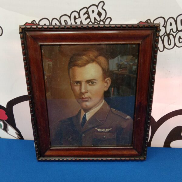 Vintage oil painting portrait of Charles Lindbergh, the famous aviator.