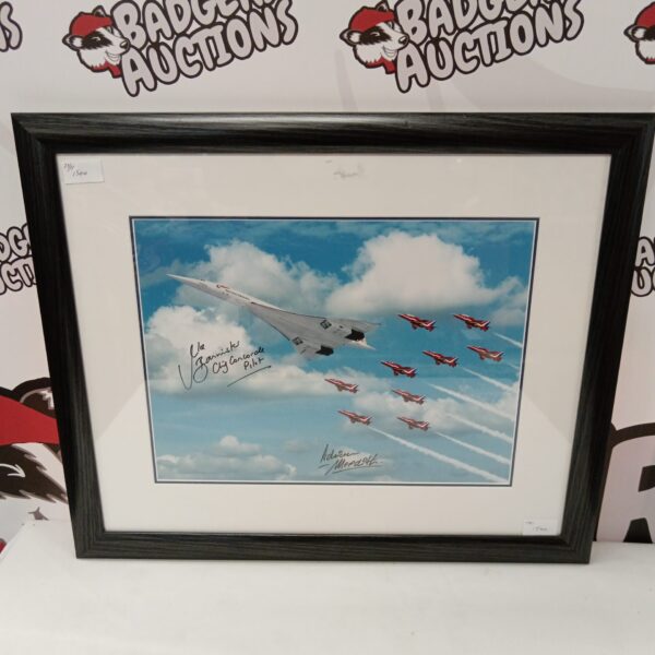 Signed Concorde print by J Bannister, a chief pilot.