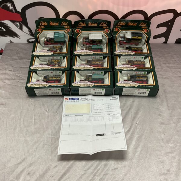 Boxed Eddie Stobart diecast models, transport collectibles.
