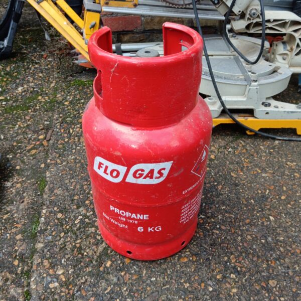 Red Flo Gas propane bottle, empty gas cylinder for sale.