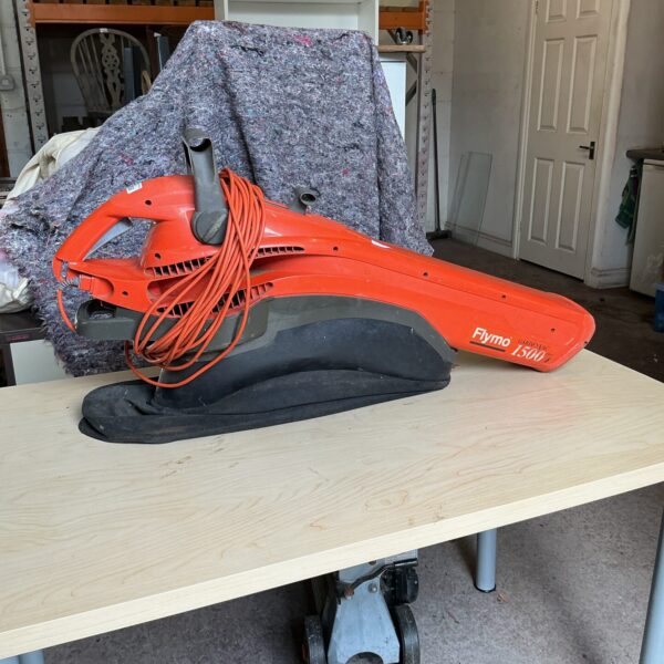 Used Flymo 1500 garden vacuum for leaf and debris collection.