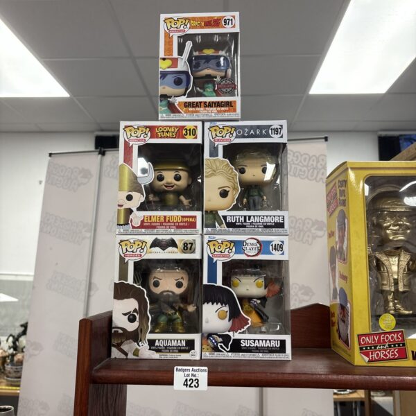 Funko Pop figures lot in original boxes, collectible vinyl toys.