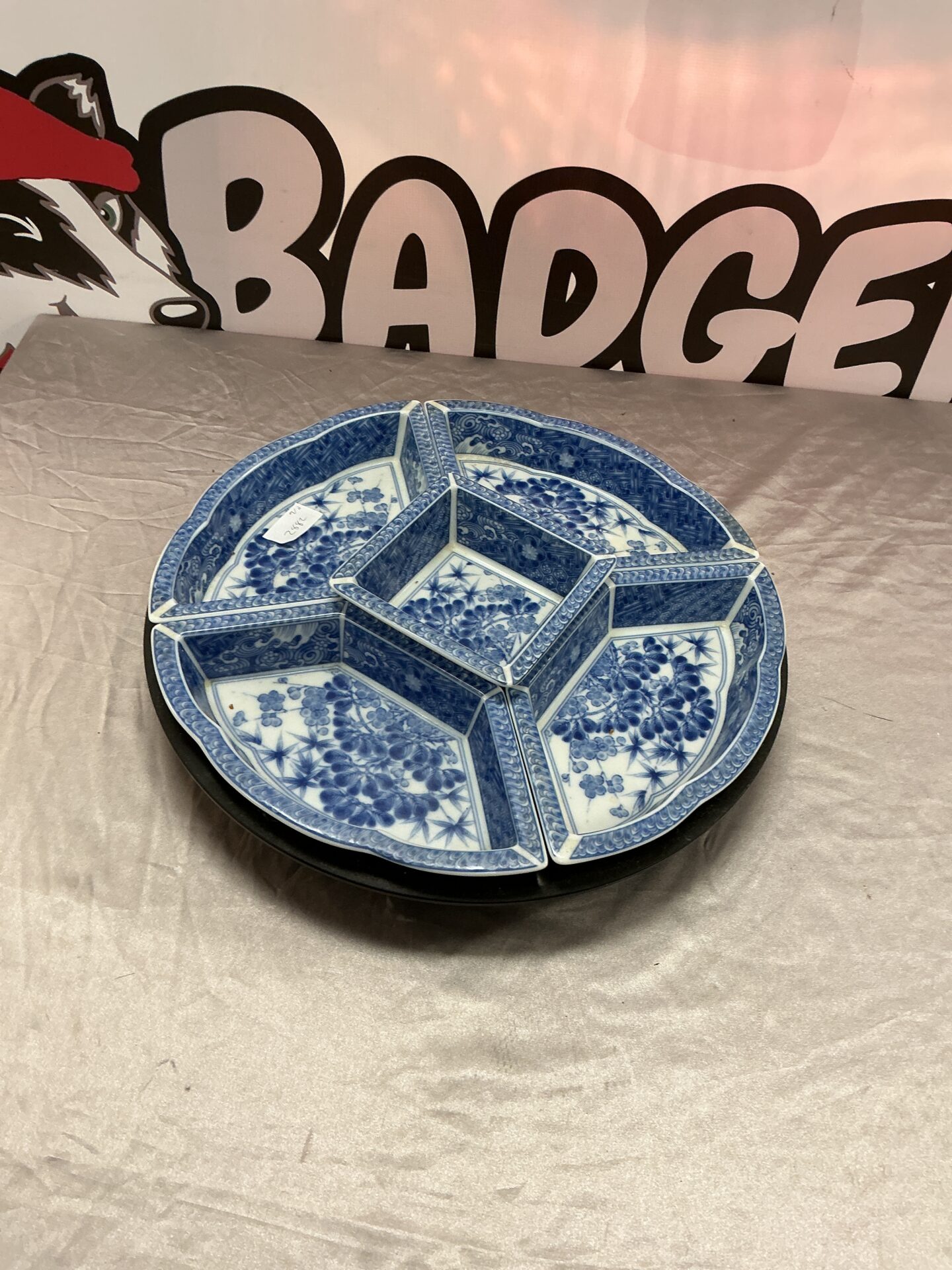 421 Japanese Blue and White Porcelain Lazy Susan