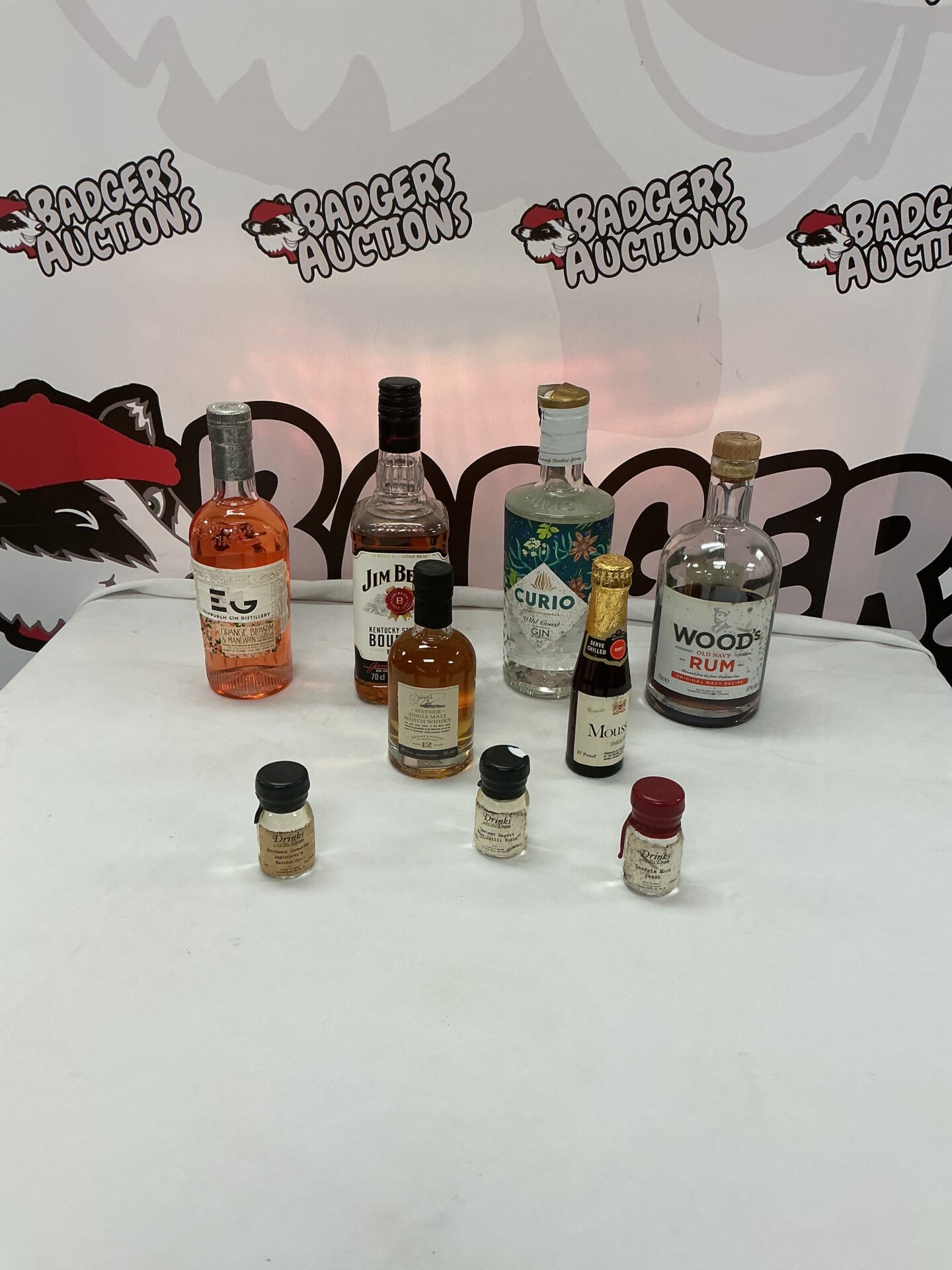 976 Selection of mixed alcohol inc part bottle of Woods Navy Rum