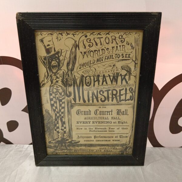 Antique Mohawk Minstrel Show flyer, 19th century advertising print.
