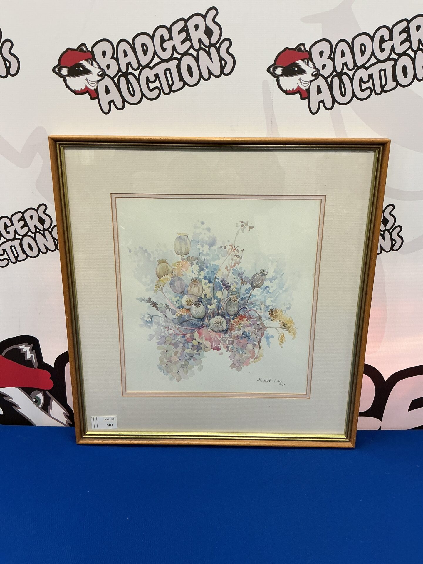 805 murial law bicester artist signed watercolour of dried flowers