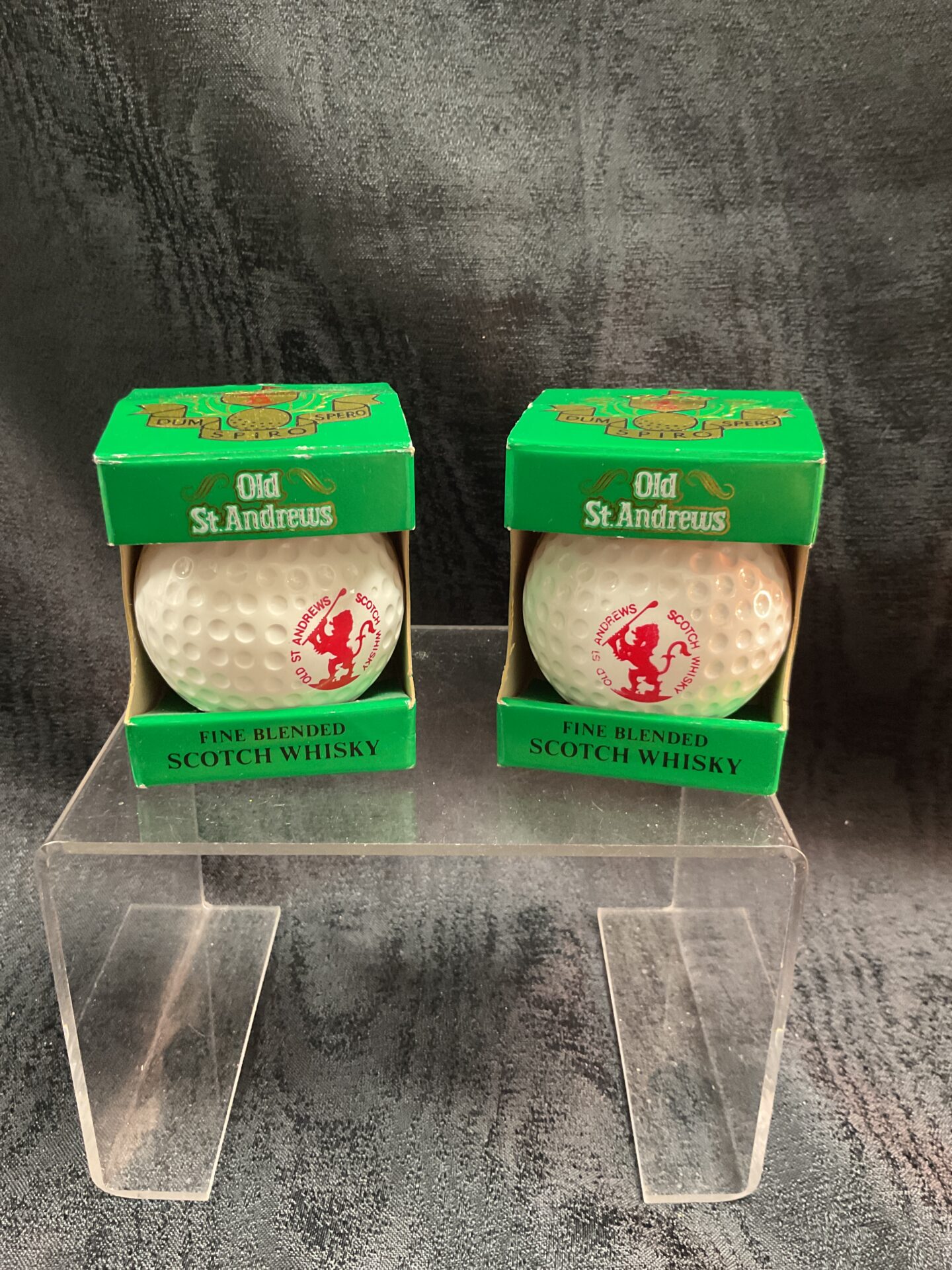 971 Two old st Andrew’s scotch whiskey golf balls one full one empty