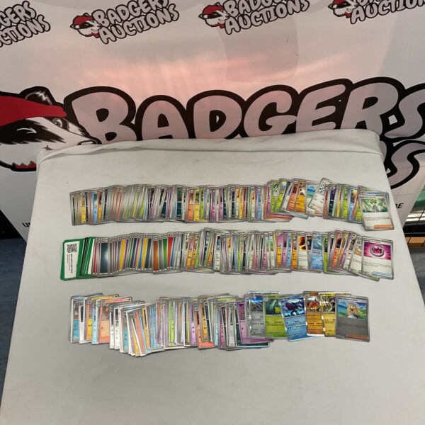 Large lot of Pokemon trading cards for collectors.
