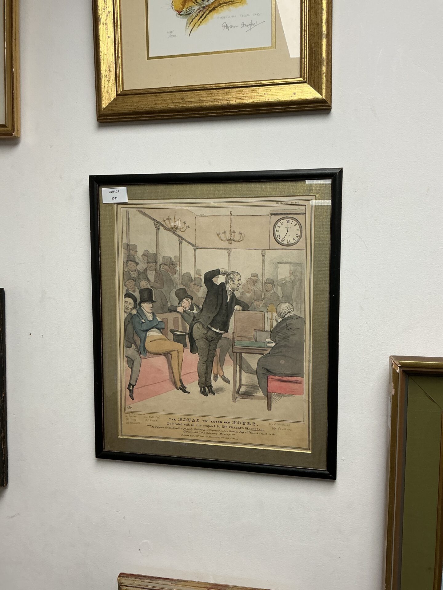 811 john doyle 1797-1896 hand coloured lithograph of political scene the house wot keeps bad hours 1831