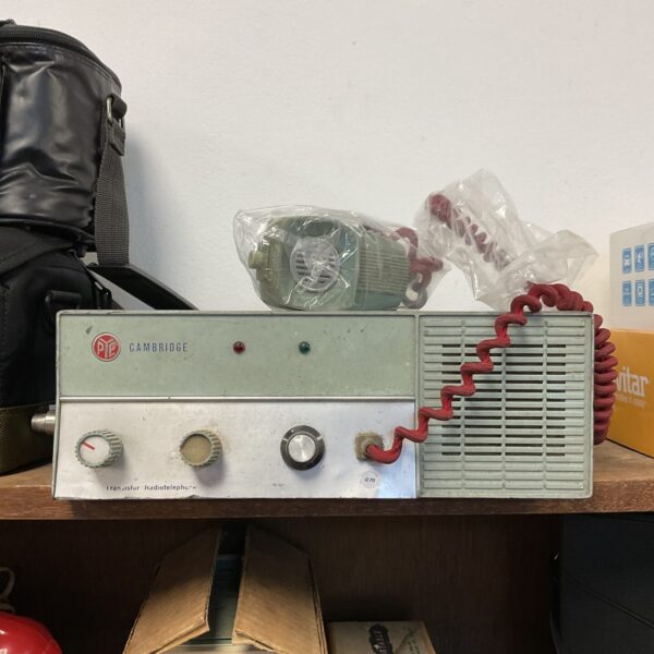 Vintage Pye Cambridge transistor radiotelephone, classic British radio.