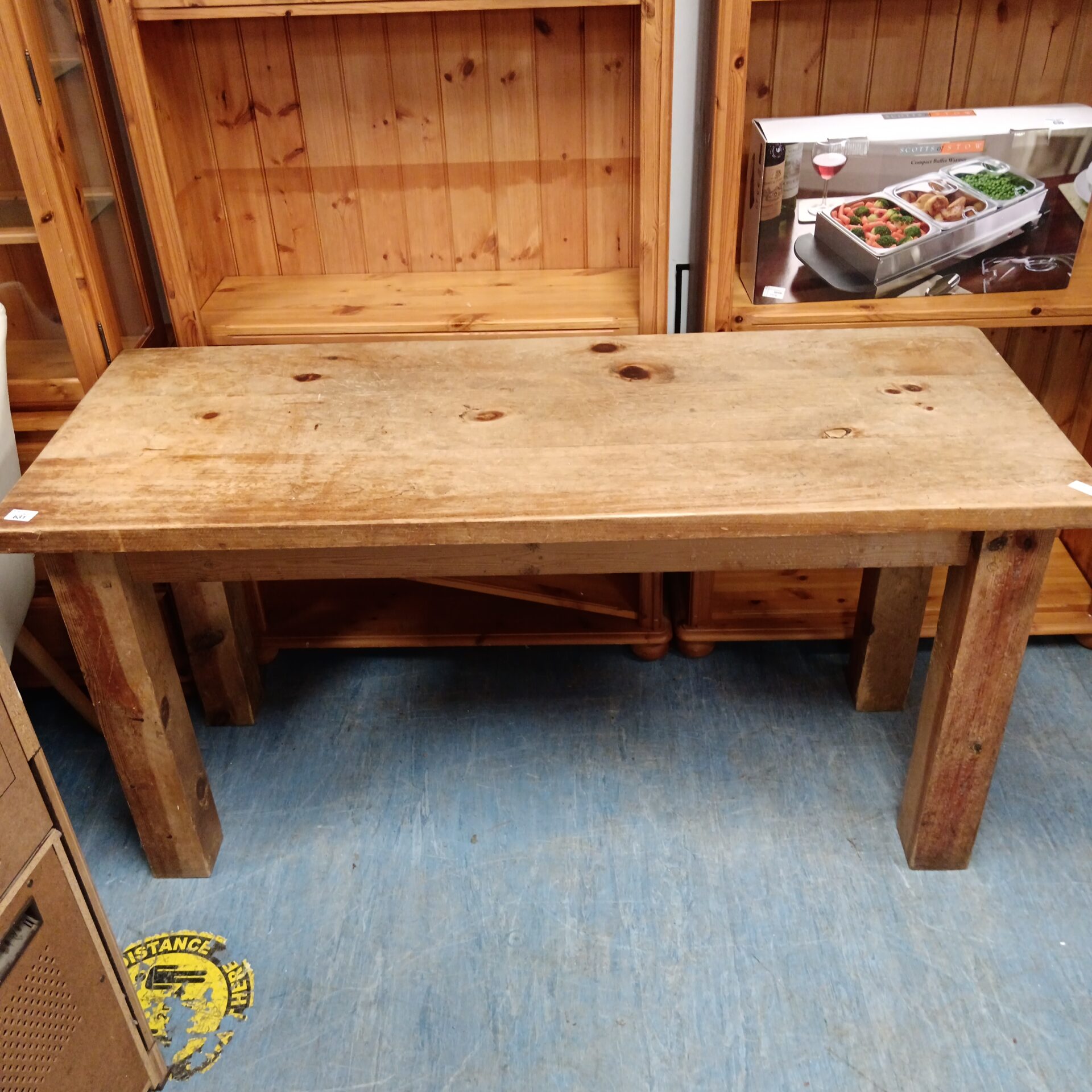 631 Rustic chunky pine kitchen table 5ft x 2ft