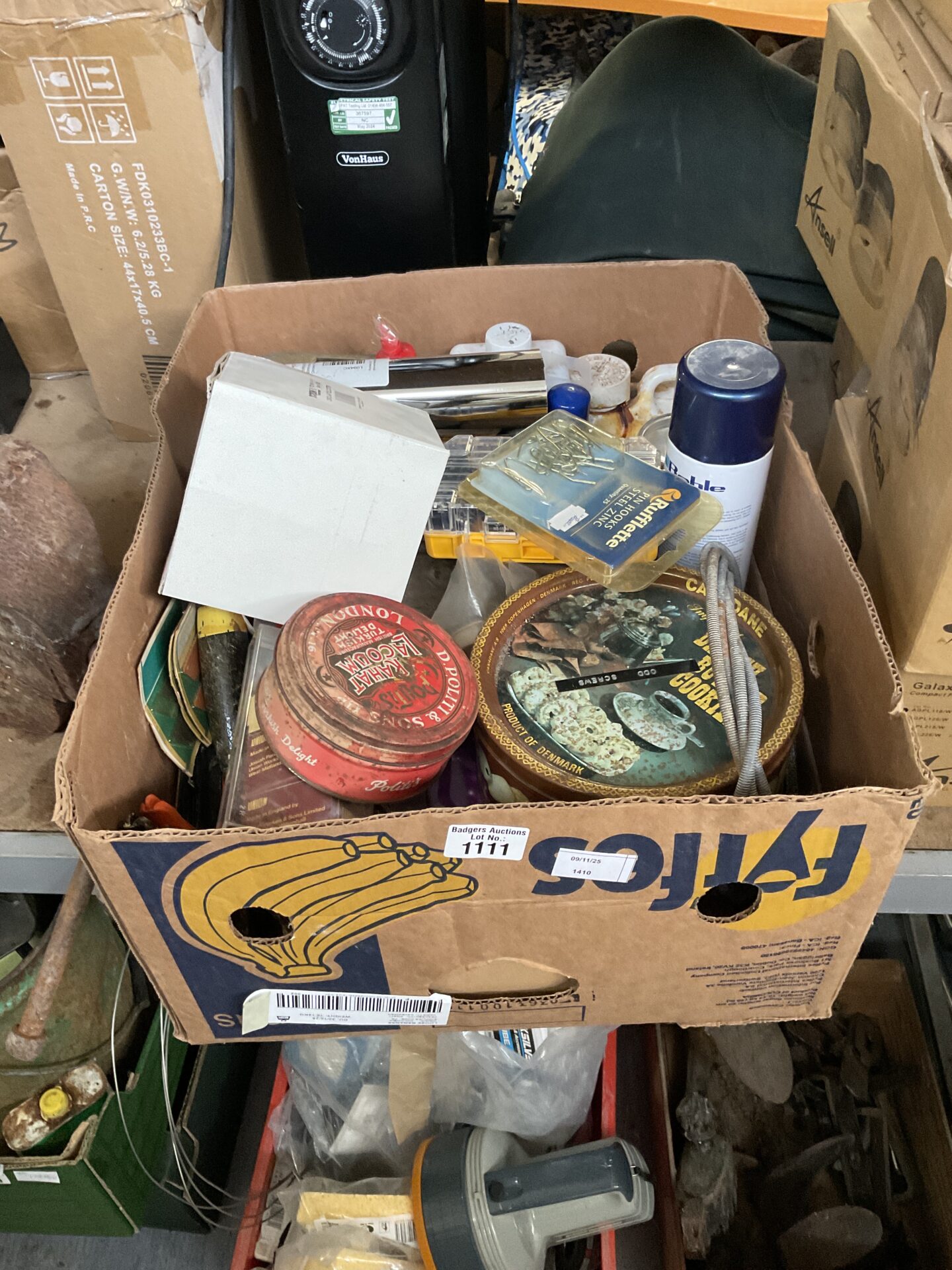 1111 Box of shed clearance items