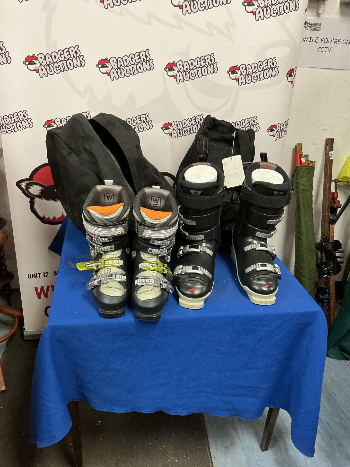 1234 Two Pairs of Ski boots with bags