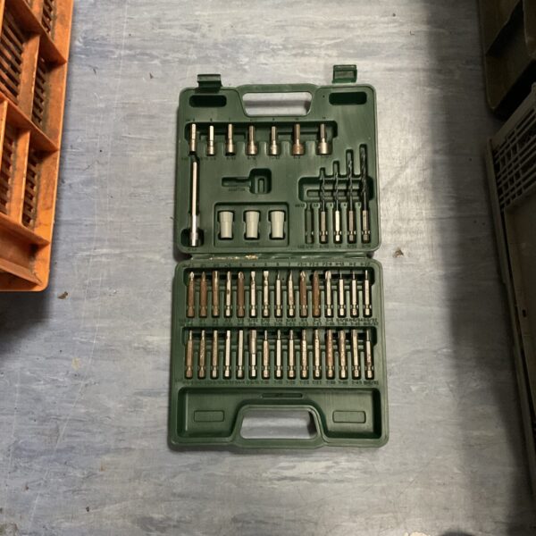 Small screwdriver set in a plastic case for precision repairs.