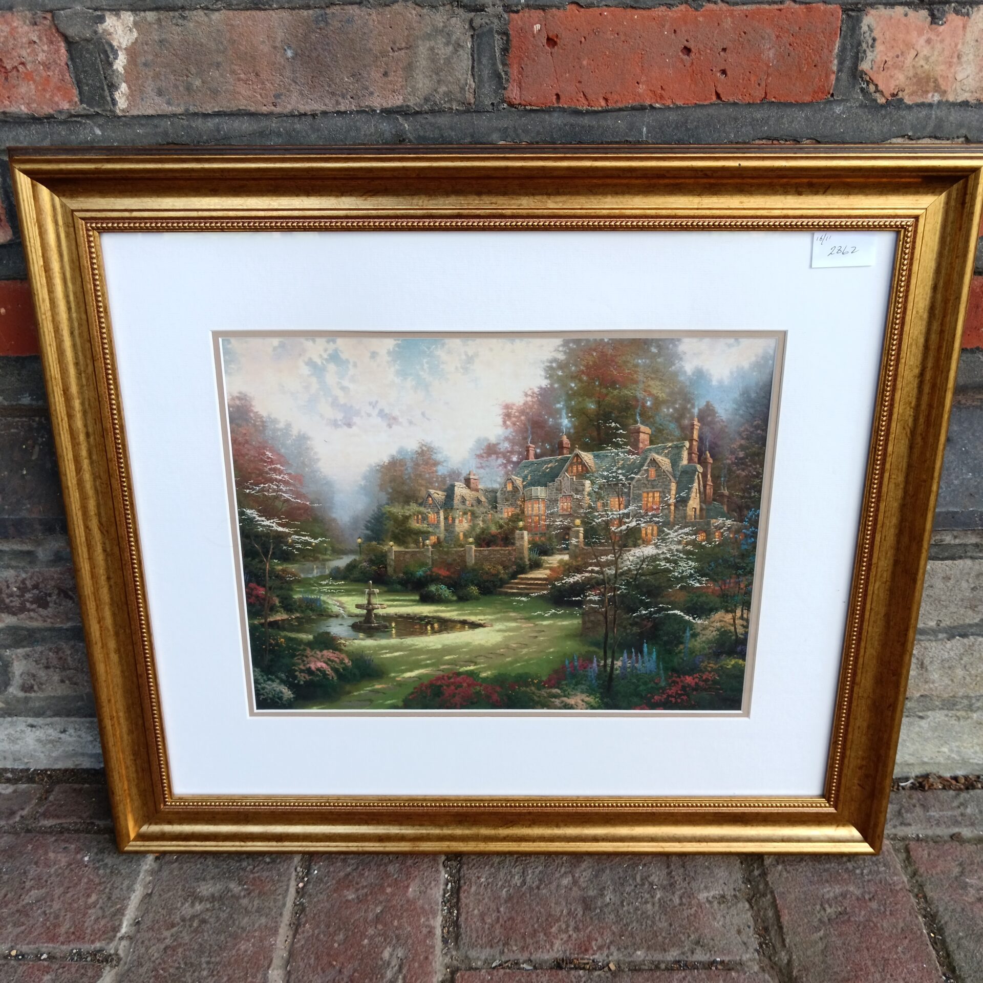 729 Thomas kinkado the gardens beyond spring gate gilt framed print
