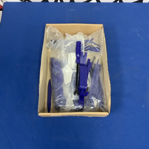 Blue trim pliers for removing automotive interior trim.