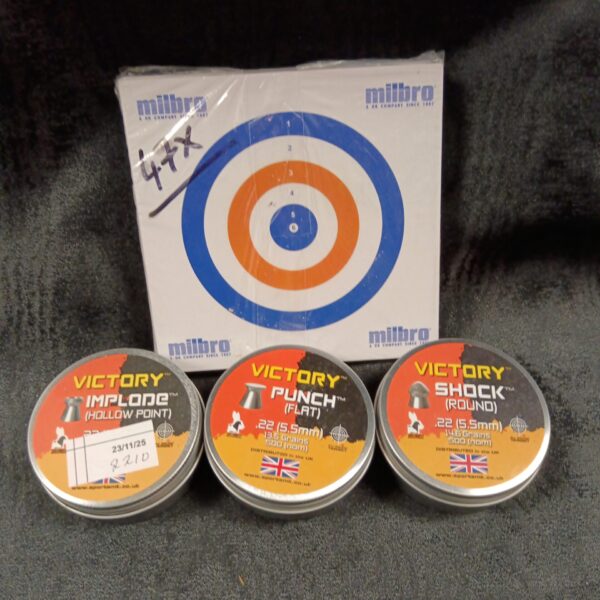 Vintage Victorian rifle pellet tins and targets for .22 calibre air rifles.