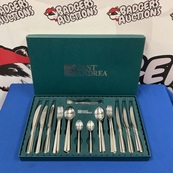 Vintage Viners Sant Andrea cutlery set displayed in a presentation box.