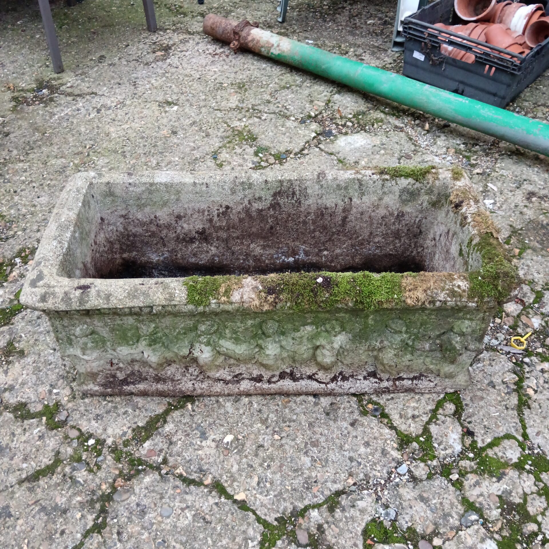 1260 Vintage concrete trough planter