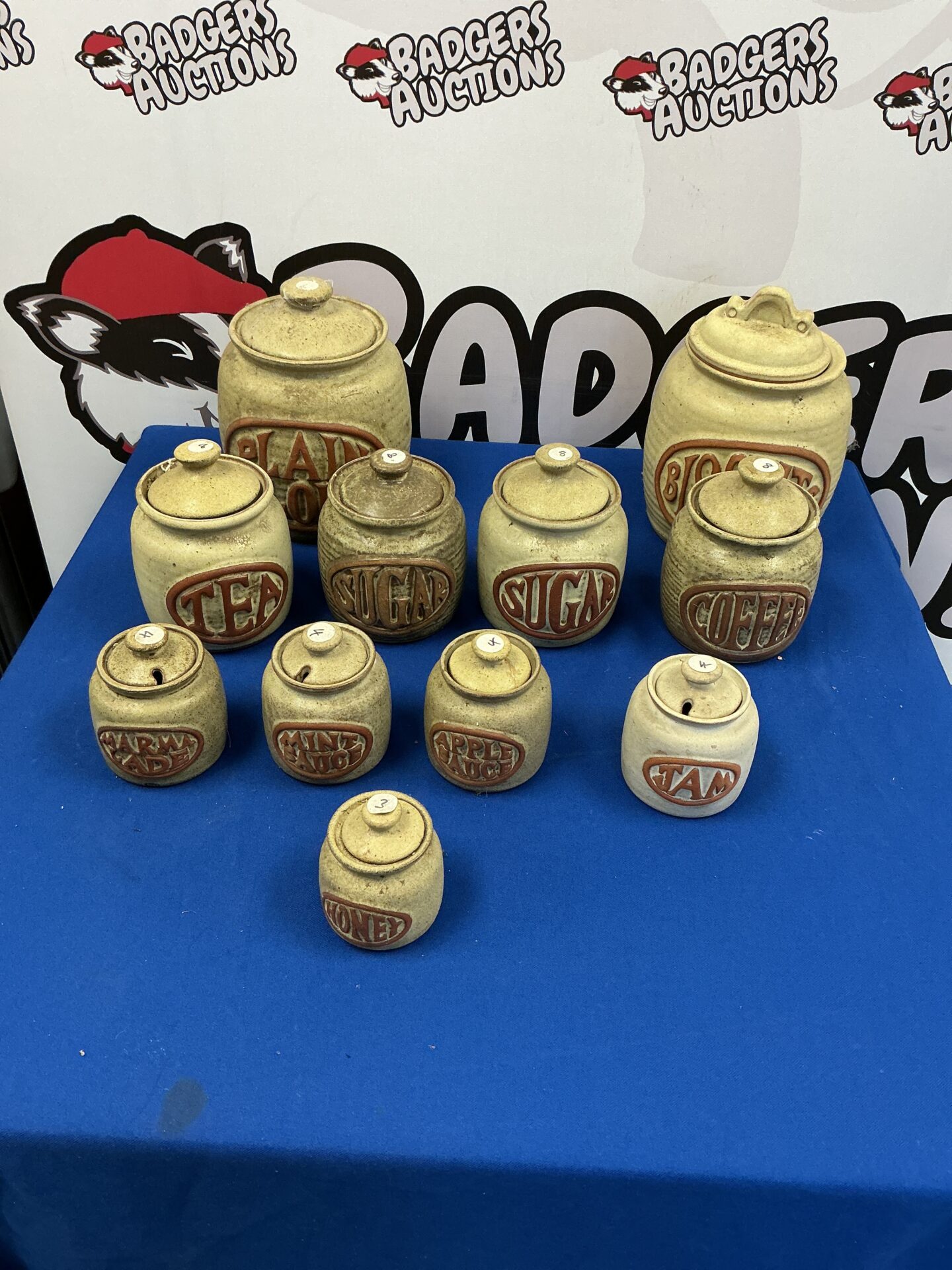 373 Collection of earthenware kitchen storage jars