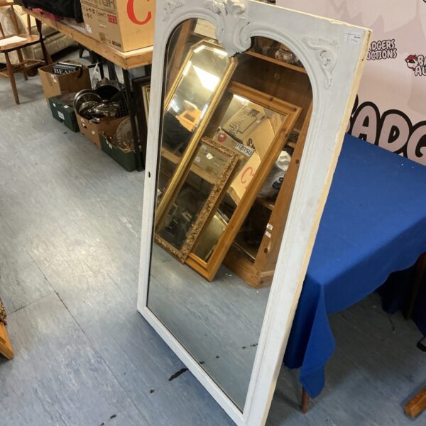 Ornate vintage mirrored door, antique cupboard salvage.
