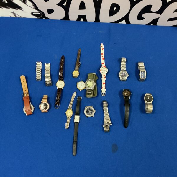Assorted vintage wristwatches in a collection, ideal for collectors.