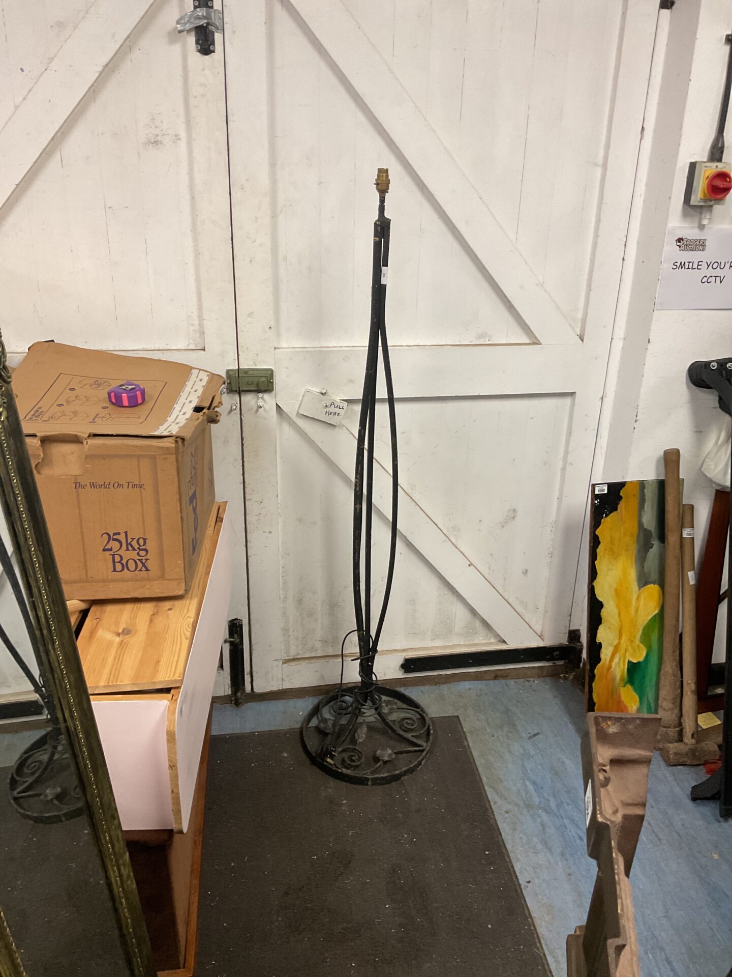 694 Vintage wrought iron standard lamp