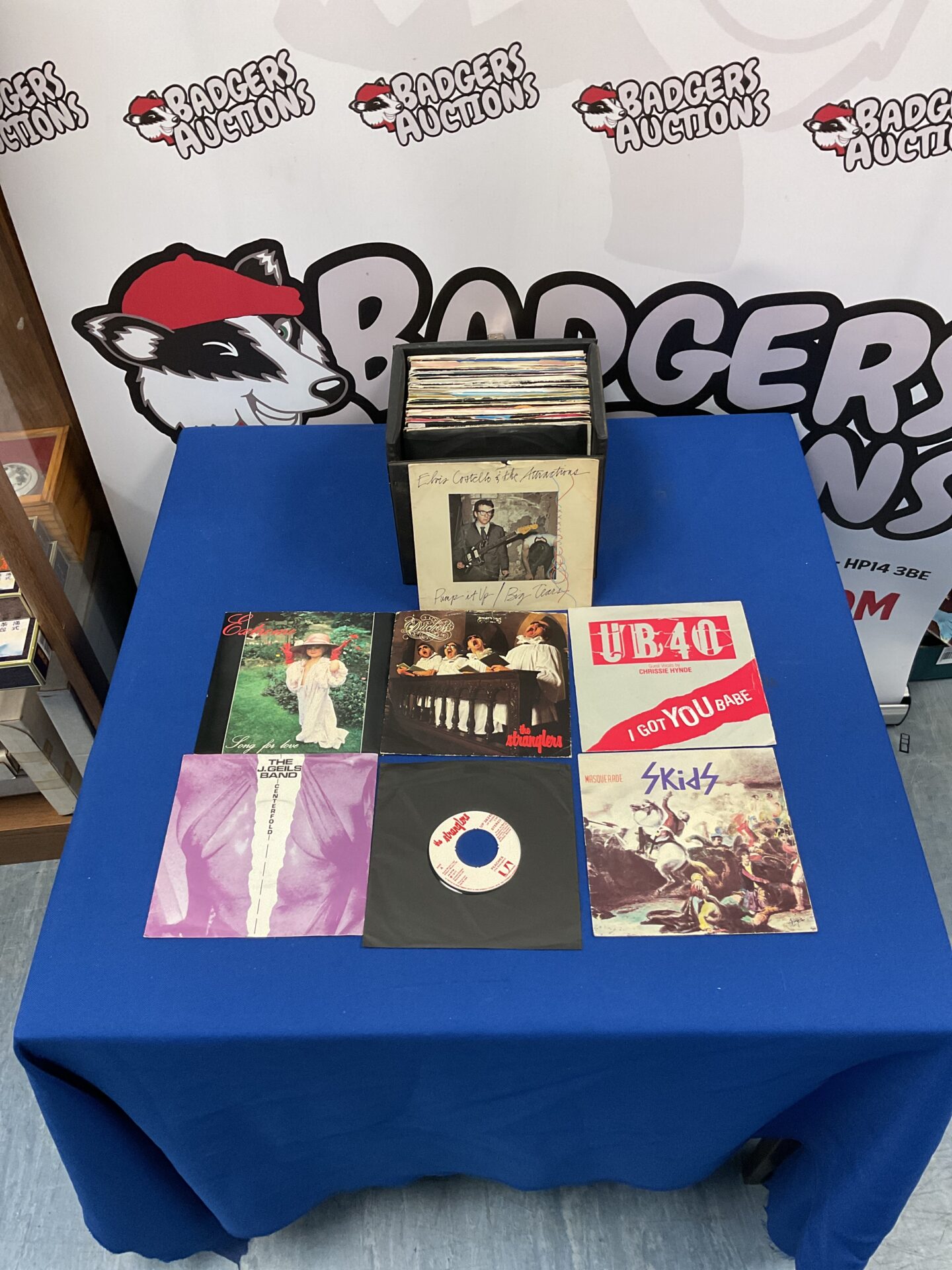 177 Collection of Punk, New Wave, and Rock 7” singles in carry case