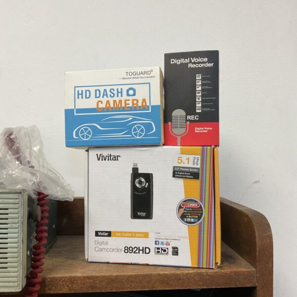 Front view of the black Vivitar 892HD digital camcorder.