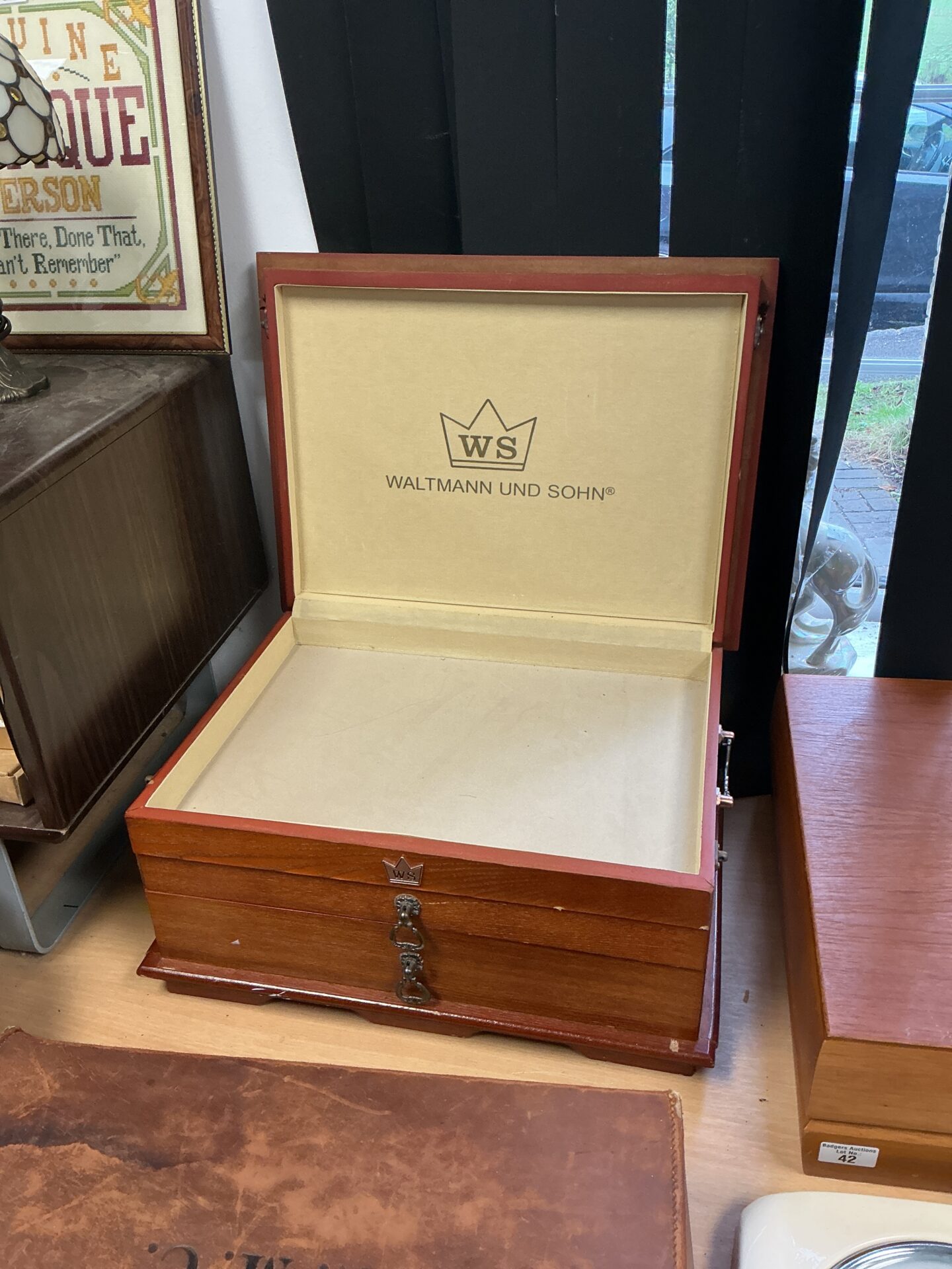 040 Waltmann und sohn wooden drawered cutlery box