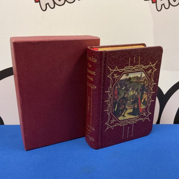 Vintage 1959 Catholic Missal book with red cover.