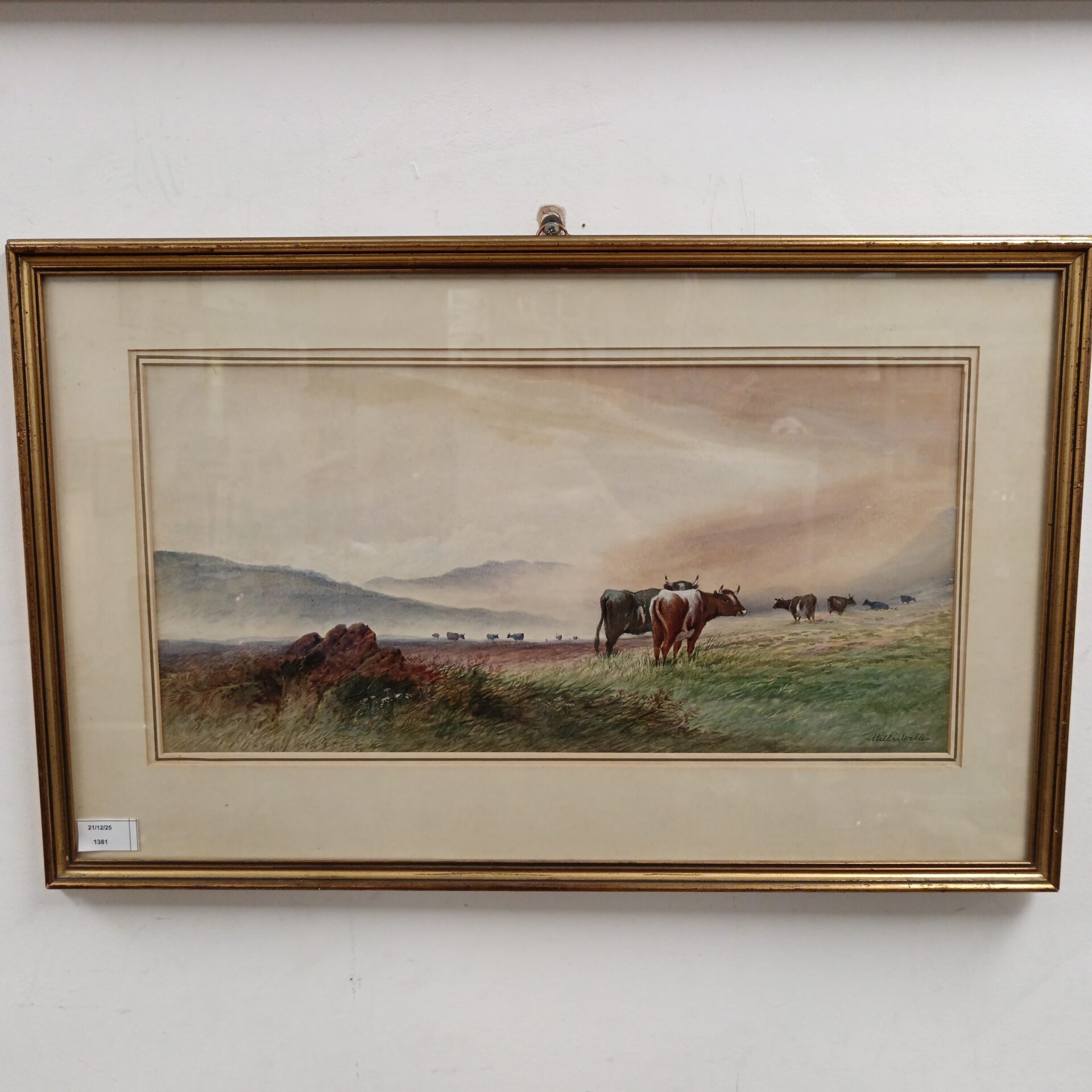 691 19th century signed watercolour of cattle in a highland landscape
