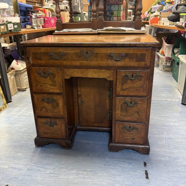 18th Century possibly Chippendale Queen Anne Burr Walnut Kneehole Desk