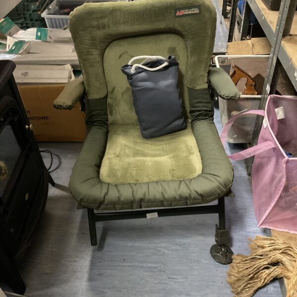 Advanta fishing chair with memory foam padding for comfortable angling.