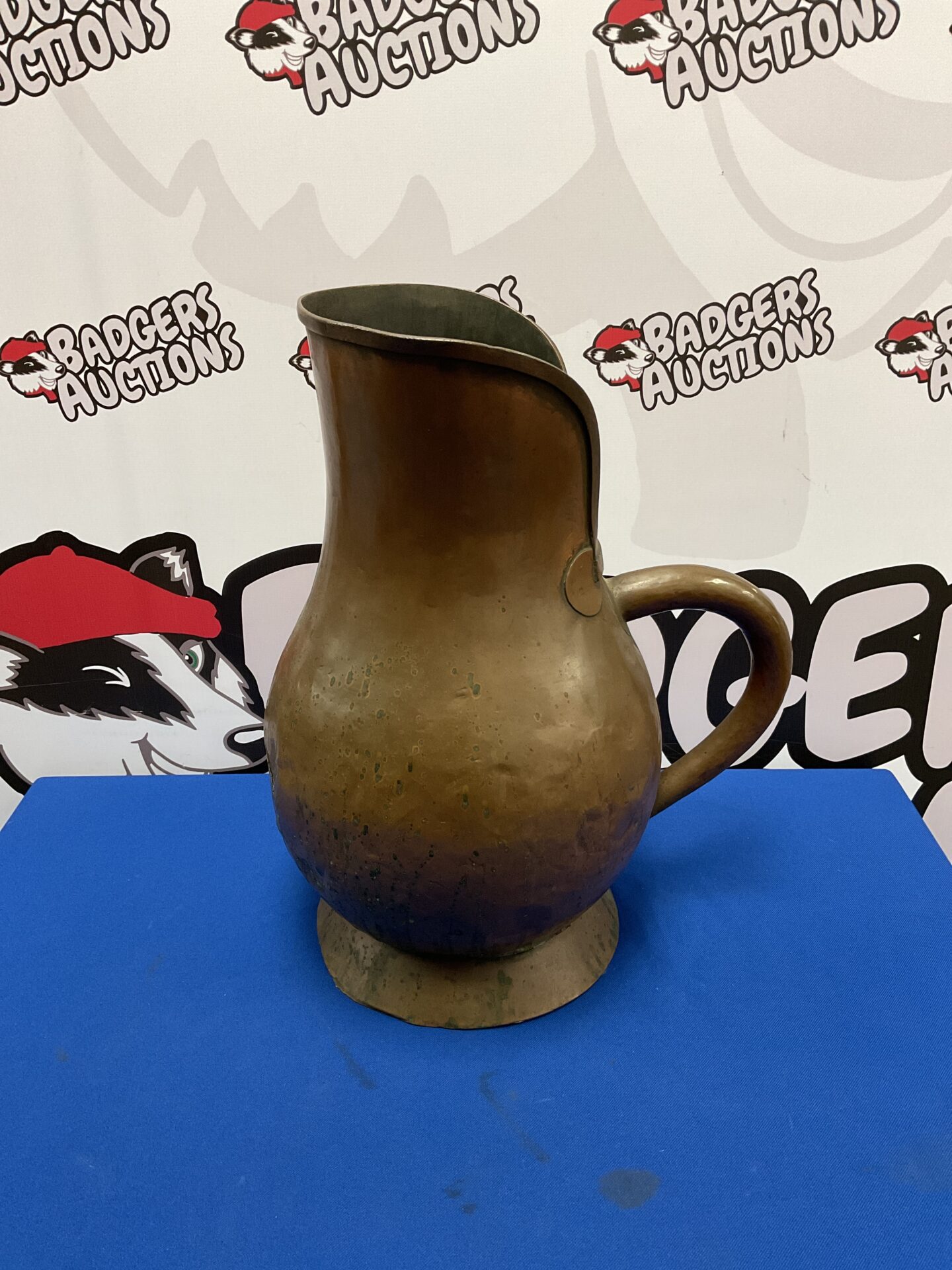 009 Large antique copper brewery jug