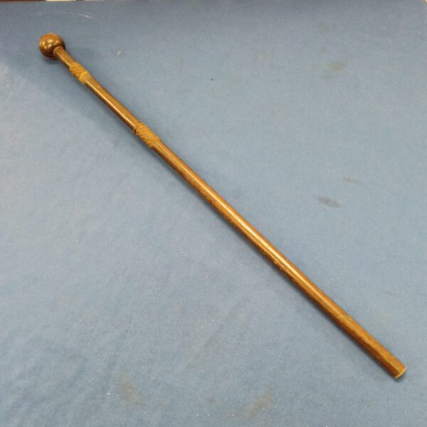 Antique knobkerrie walking stick, traditional African staff with bulbous head.