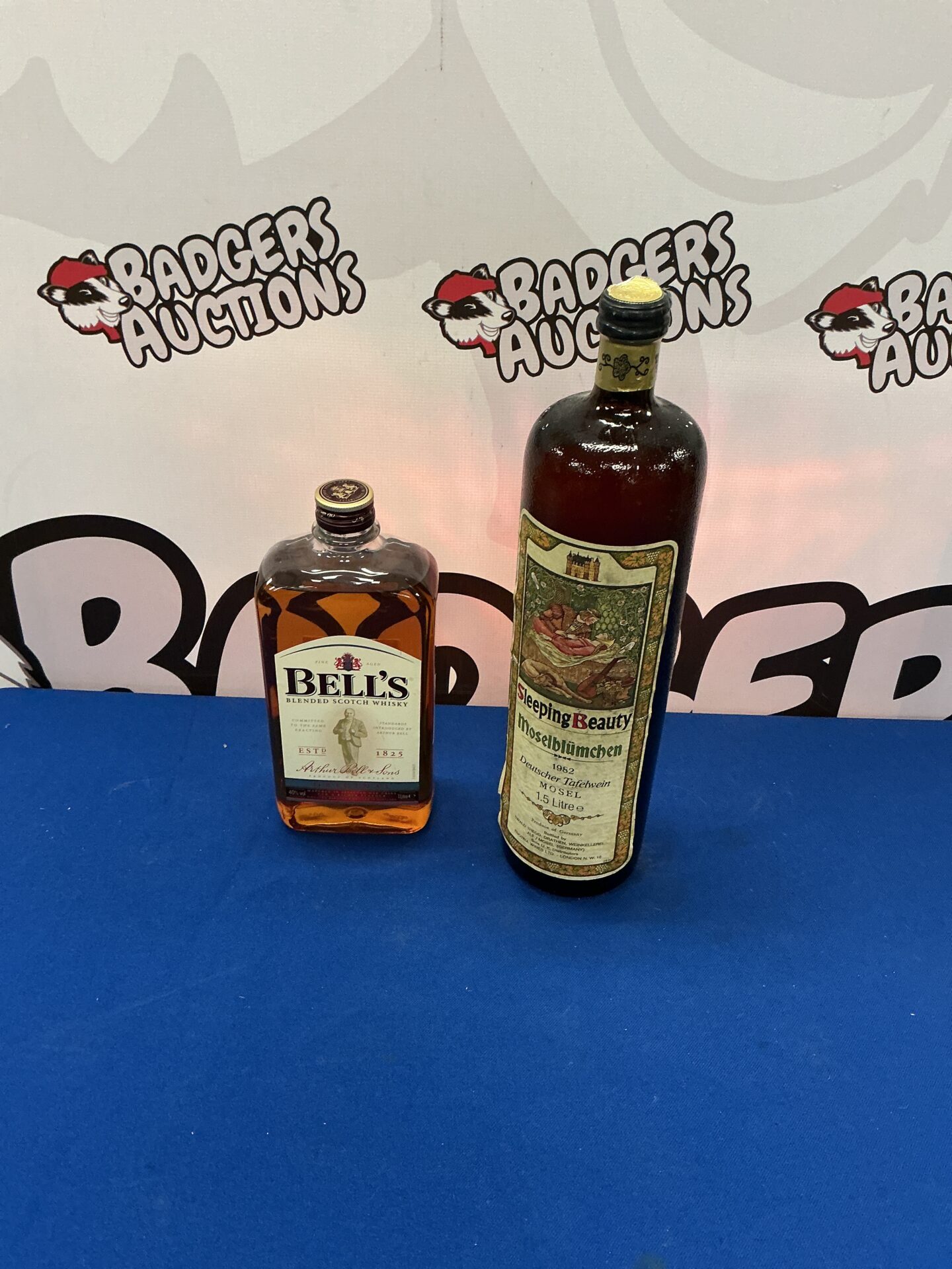 902 Bottle of Bells Whisky and Mosel Wine