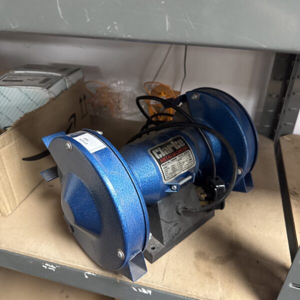 Blue Clarke CBG6RP bench grinder for metalworking and sharpening.