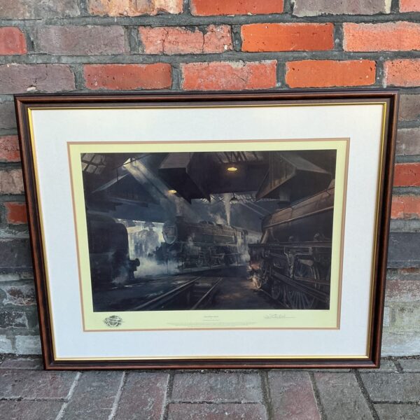 Limited edition David Shepherd print of Willsden Sheds steam train scene.