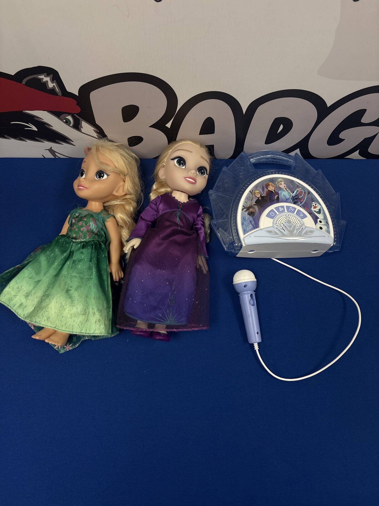 353 Two Disney frozen dolls with sing along boombox