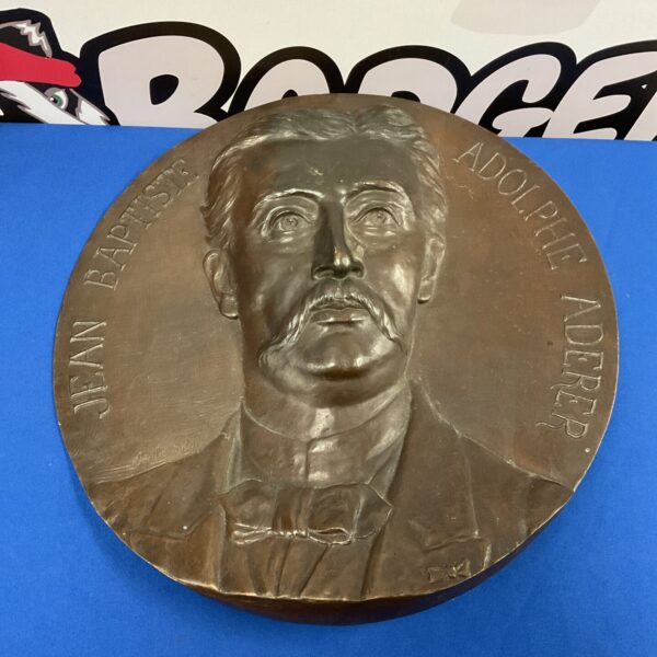Antique bronze plaque by Emile Soldi, depicting Adolph Ader.