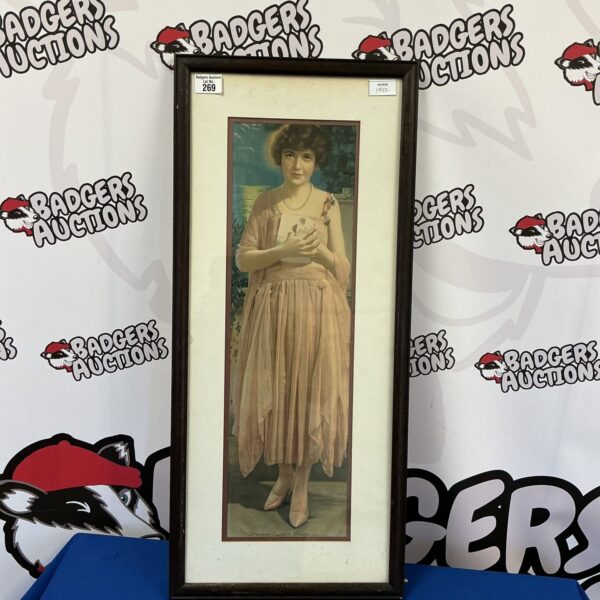 Antique framed print "Absence Cannot Hearts Divide" featuring a Victorian woman.