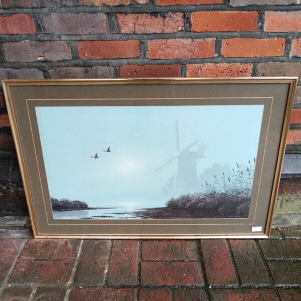 Large Gerald Coulson print of a mill in the mist landscape.