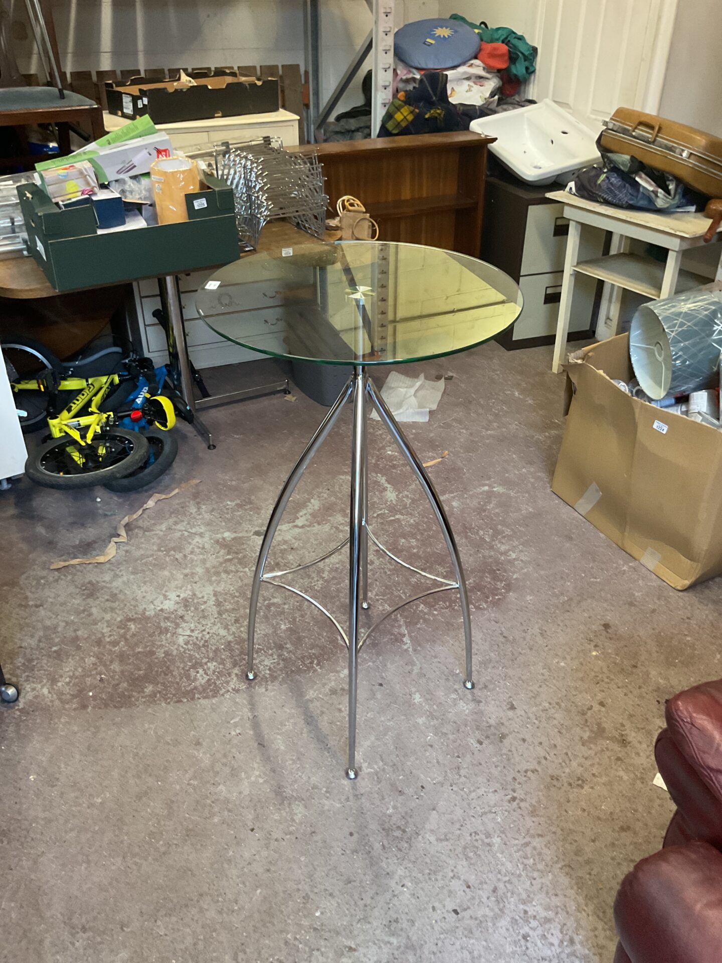 1231 Silver leg glass top table