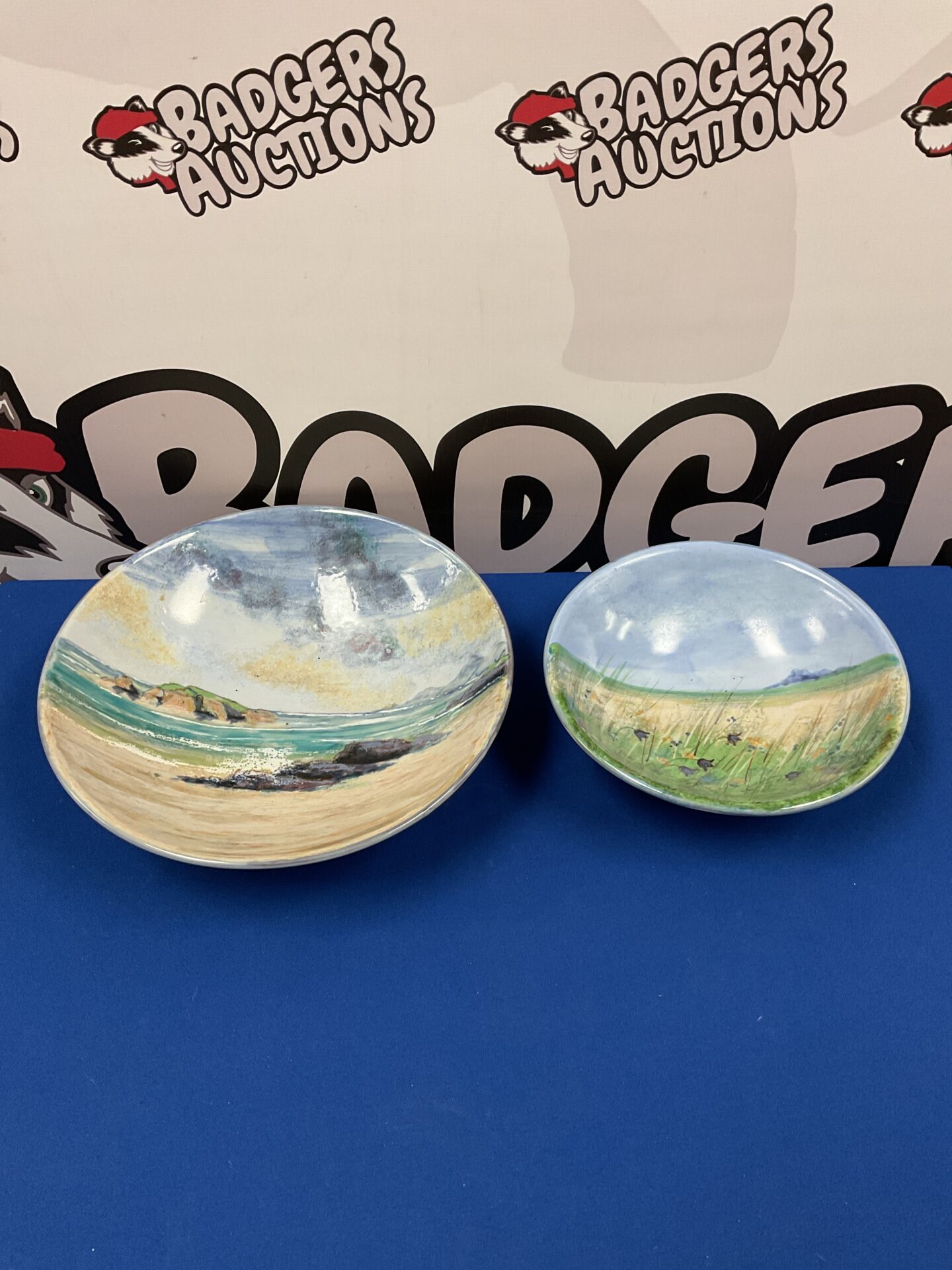019 Two highland stoneware bowls 30cm & 23cm diameter